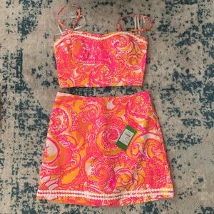 Lilly Pulitzer Marbella crop top and skirt set